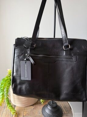 Spikes & Sparrow Black Leather Tote